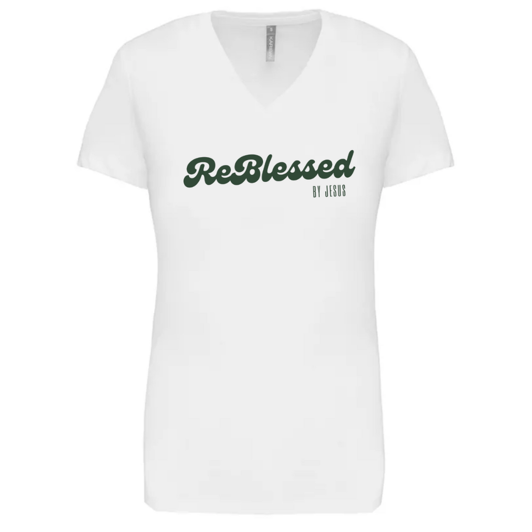 Reblessed T-shirt women White & green